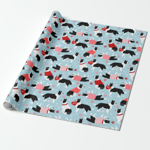 Valentine Border Collie Pattern Wrapping Paper