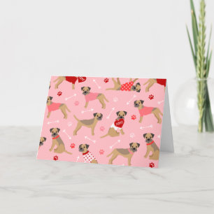 Valentine Border Terrier Pattern Holiday Card
