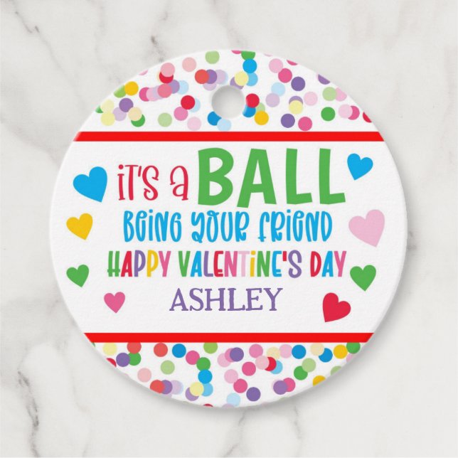 Valentine Bouncy Ball Favour Tag (Front)