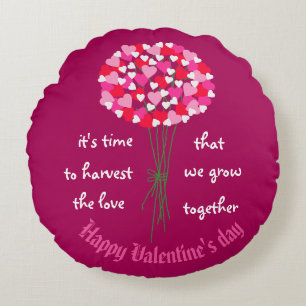 Valentine Bouquet of Love Flowers  Round Cushion