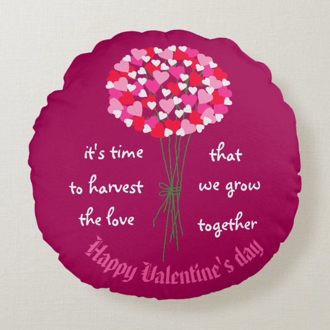 Valentine Bouquet of Love Flowers  Round Cushion (Front)