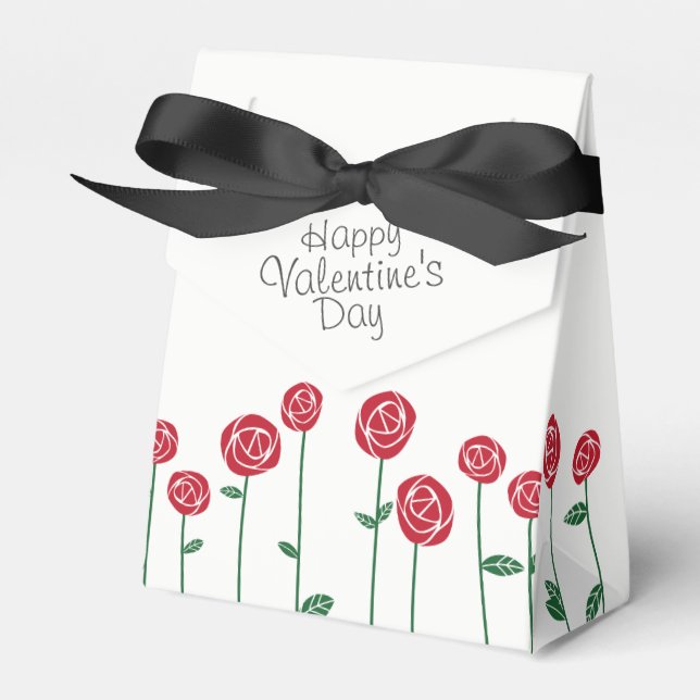 Valentine Bouquet of Red Roses Favour Box (Front Side)
