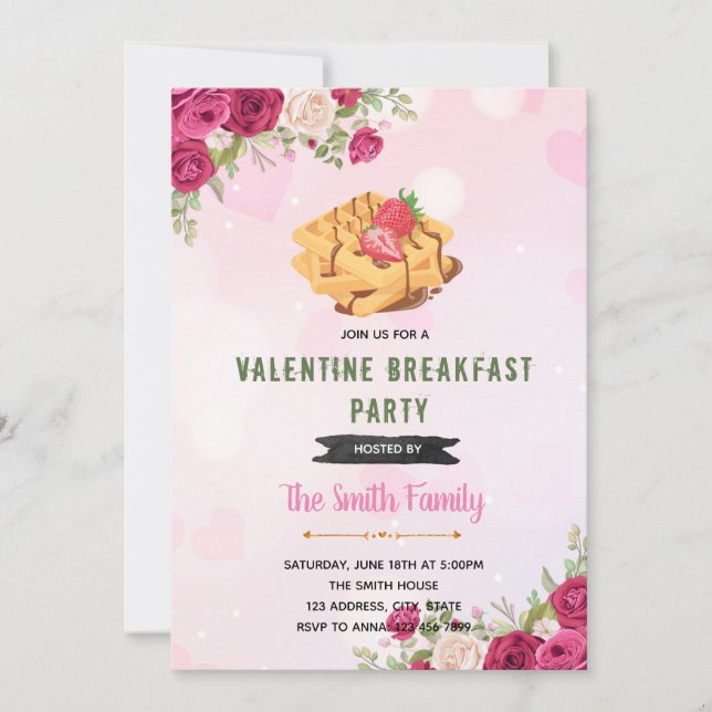 Valentine breakfast theme Invitation (Front)