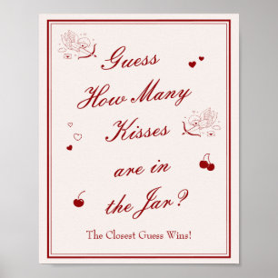 Valentine Bridal Shower Guess How Many Kisses Poster