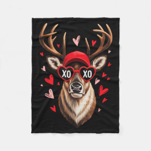 Valentine Buck Camo Deer Retro Hunting Boys Cap Fleece Blanket