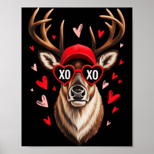 Valentine Buck Camo Deer Retro Hunting Boys Cap Poster