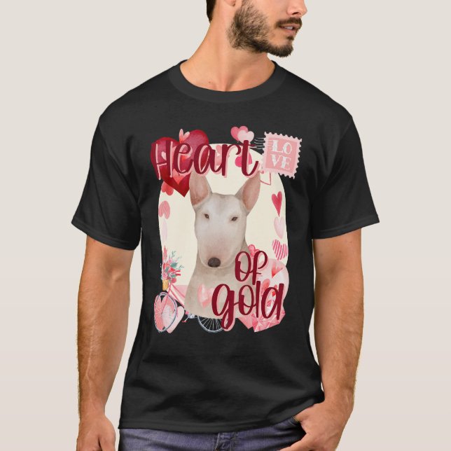 Valentine Bull Terrier Dog Watercolor Southern Col T-Shirt (Front)