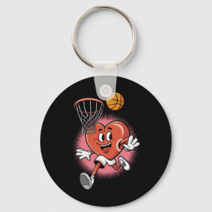 Valentine Bysketbyll Heart Dunking Into Hoop Fun Key Ring