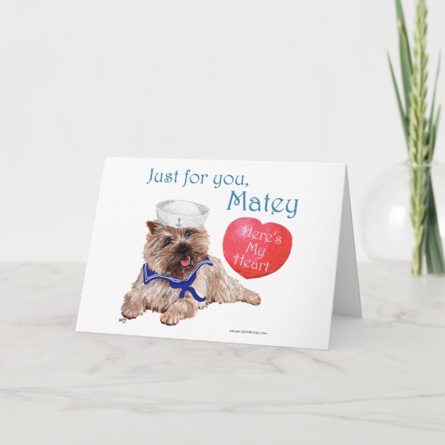 Valentine Cairn Terrier Holiday Card (Front)