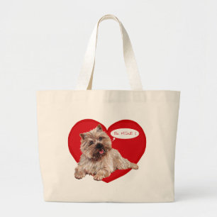 Valentine Cairn Terrier says Be Mine! Large Tote Bag