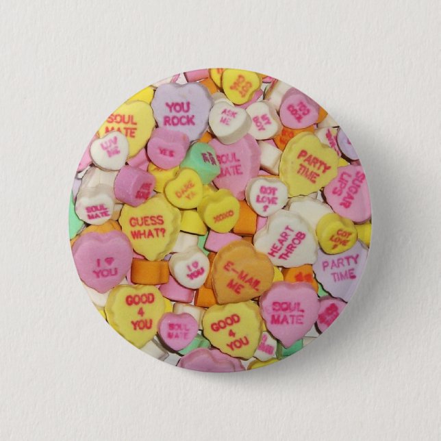 Valentine Candy Hearts 6 Cm Round Badge (Front)