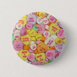 Valentine Candy Hearts 6 Cm Round Badge