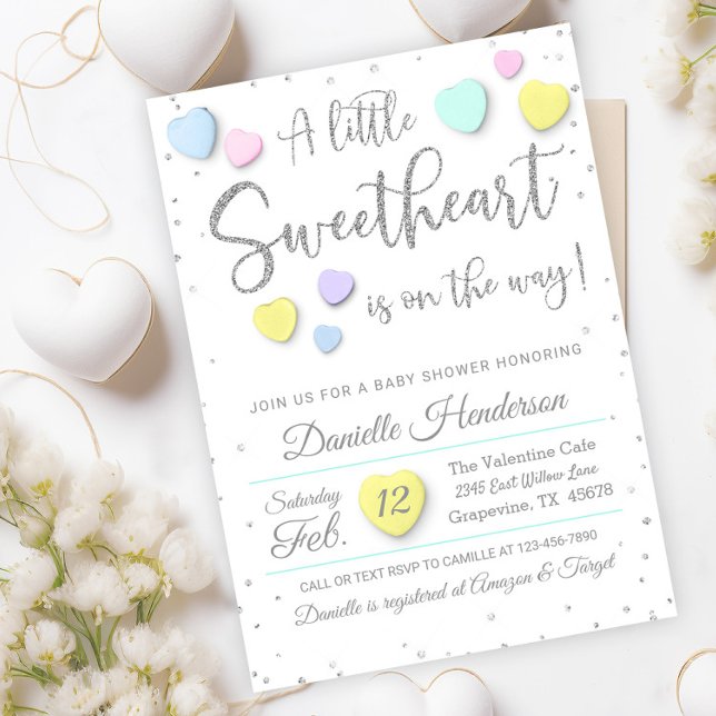 Valentine Candy Hearts Baby Shower Invitation (Cute candy heart neutral baby shower invitation. )