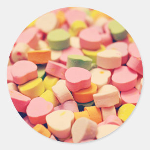 Valentine Candy Hearts Classic Round Sticker