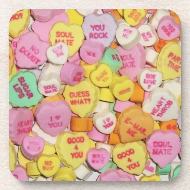 Valentine Candy Hearts Coaster (Front)