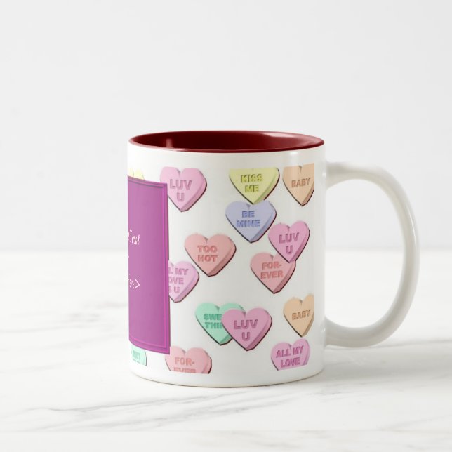 Valentine Candy Hearts Pattern Photo Mug (Right)