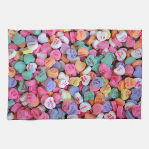 Valentine Candy Hearts Tea Towel