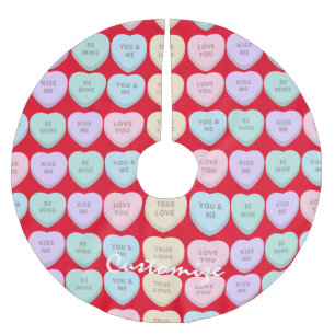 Valentine Candy Hearts Thunder_Cove Brushed Polyester Tree Skirt