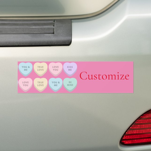 Valentine Candy Hearts Thunder_Cove Bumper Sticker (On Car)