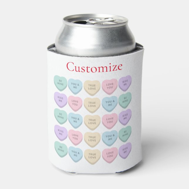 Valentine Candy Hearts Thunder_Cove Can Cooler (Can Front)