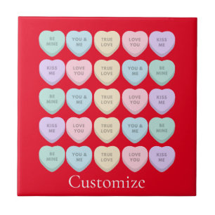 Valentine Candy Hearts Thunder_Cove Ceramic Tile