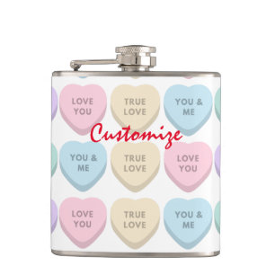 Valentine Candy Hearts Thunder_Cove Hip Flask