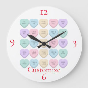 Valentine Candy Hearts Thunder_Cove Large Clock