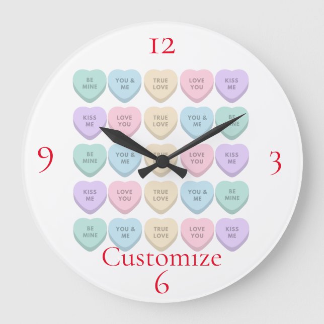 Valentine Candy Hearts Thunder_Cove Large Clock (Front)
