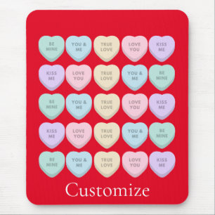 Valentine Candy Hearts Thunder_Cove Mouse Pad