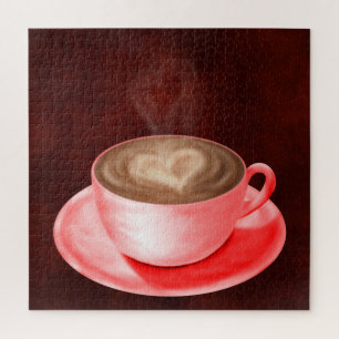 Valentine Cappuccino Art Heart Jigsaw Puzzle