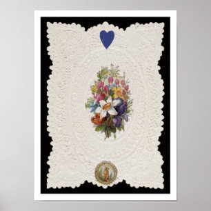 Valentine card depicting flowers, c.1840 (colour l poster