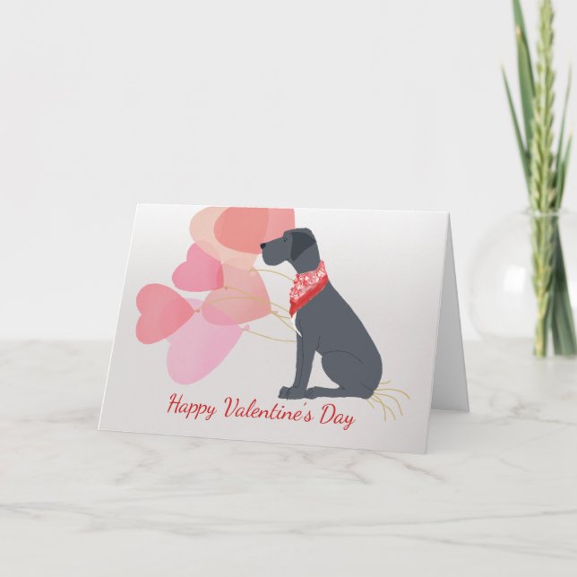 Valentine Card from Great Dane Dog red Balloons (Front)
