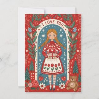 Valentine Card Illustration Of A Girl 