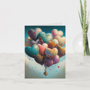 Valentine Card With Balloon Heart Illustrations