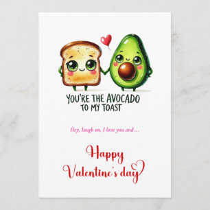 Valentine Card with Funny Love Pun Cartoon Food