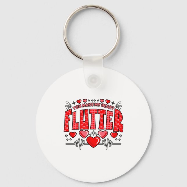 Valentine Cardiac Nurse You Make My Heart Flutter  Key Ring (Front)