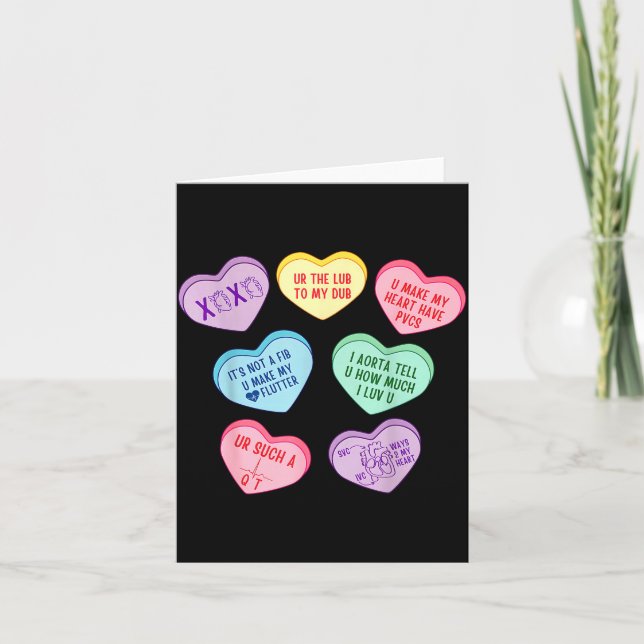 Valentine Cardiologist Hearts Candy Ekg Tech Telem Card (Front)