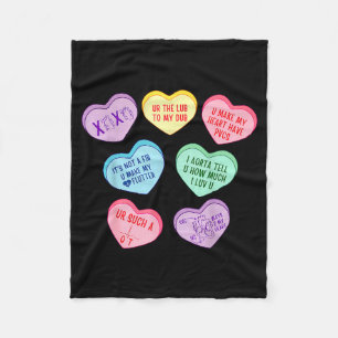 Valentine Cardiologist Hearts Candy Ekg Tech Telem Fleece Blanket