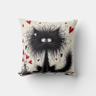 Valentine Cat Art Throw Pillow