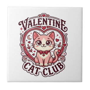 Valentine Cat Funny Cat Lover Design - Valentine C Ceramic Tile