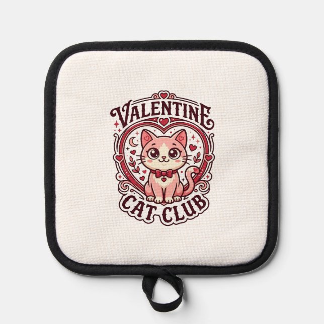 Valentine Cat Funny Cat Lover Design - Valentine C Pot Holder (Front)