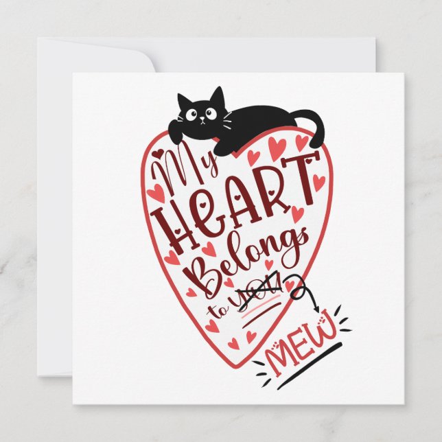 Valentine Cat Greeting Card – Love-Themed Feline (Front)