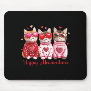 Valentine Cat Happy Meowentines Heart Valentines C Mouse Pad