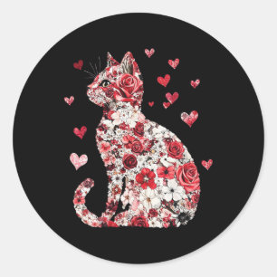 Valentine Cat Heart - Happy Meowentine's  Classic Round Sticker