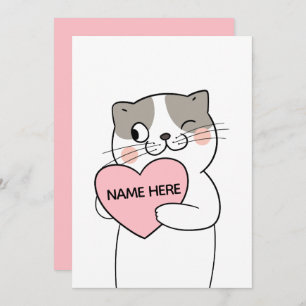 VALENTINE CAT HEART HOLIDAY CARD