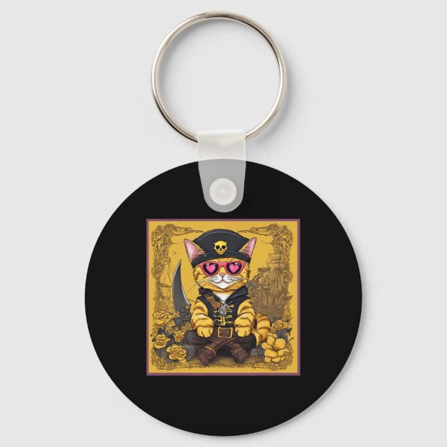 Valentine Cat Shirt Tab  Key Ring (Front)