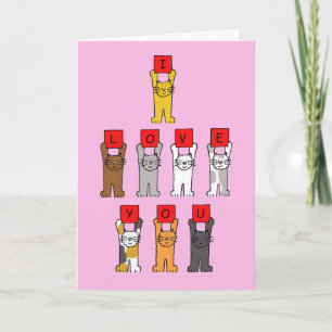 Valentine Cats I love You Holiday Card