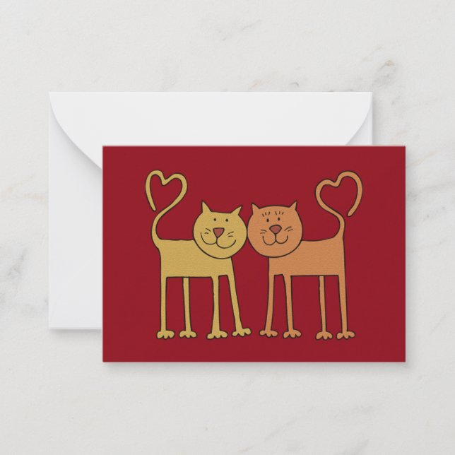 Valentine Cats in Love Grain Textured Kids Cards (Front)