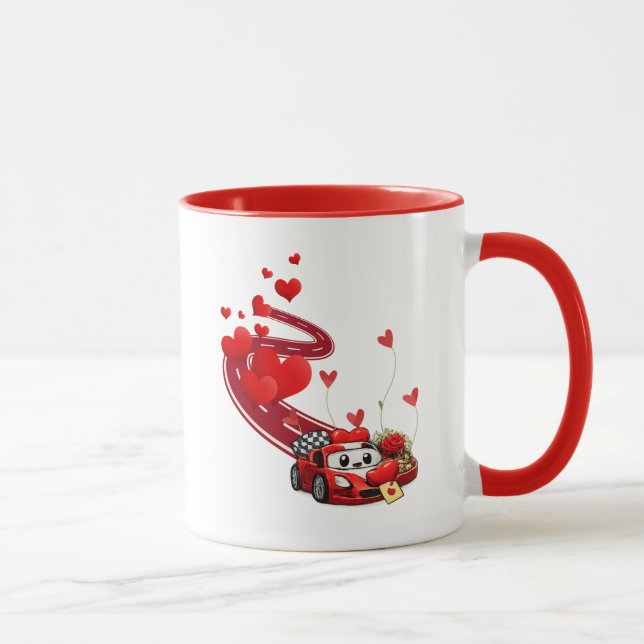 Valentine Celebration Racer Design Cute Mug (Right)