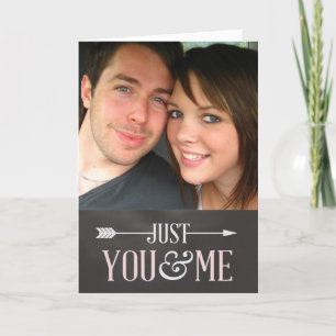 Valentine Chalkboard - Just You & Me custom photo Holiday Card